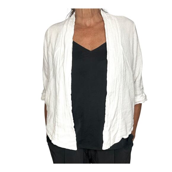 Meo Meli Linen Blend Cropped Jacket Women Large Designer Luxury Minimalist Italy - Picture 1 of 15